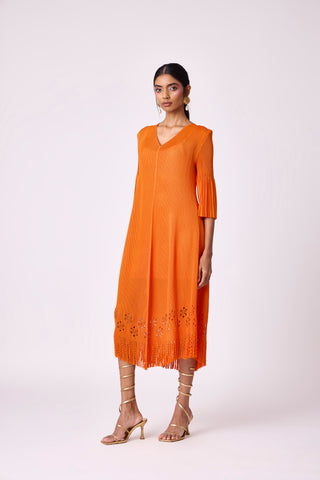 Mila Cutwork Dress - Orange