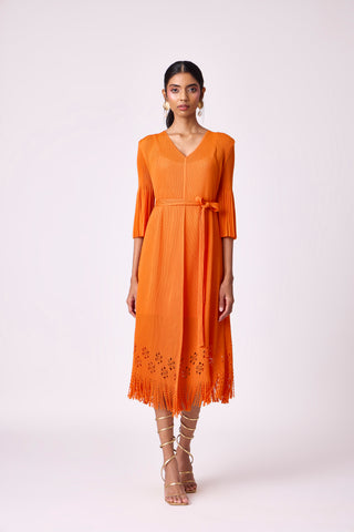 Mila Cutwork Dress - Orange