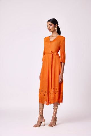 Mila Cutwork Dress - Orange
