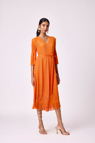 Mila Cutwork Dress - Orange