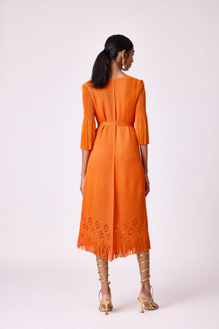 Mila Cutwork Dress - Orange