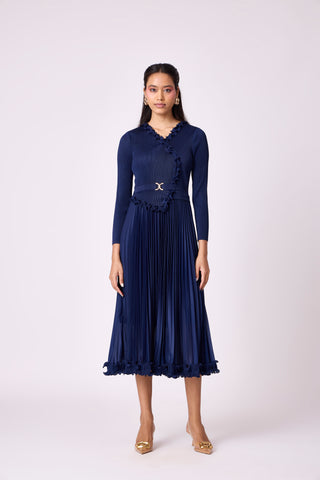 Lily Ruffle Dress - Navy