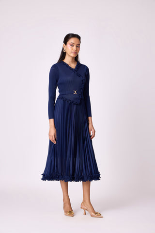 Lily Ruffle Dress - Navy