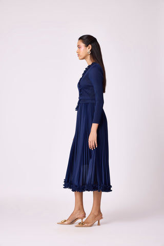 Lily Ruffle Dress - Navy