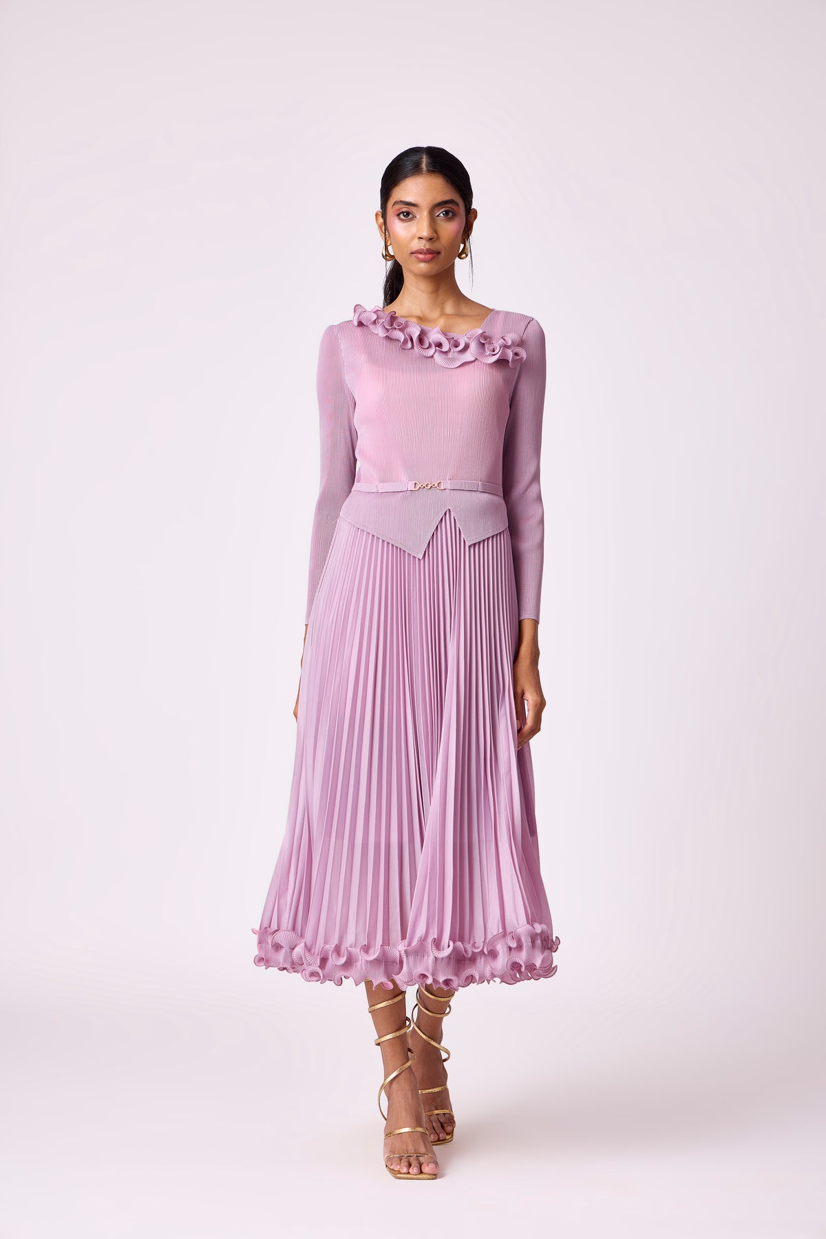 Elanor Ruffle Dress - Onion Pink