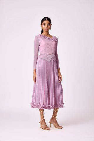 Elanor Ruffle Dress - Onion Pink