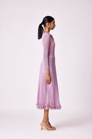 Elanor Ruffle Dress - Onion Pink