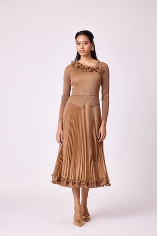 Elanor Ruffle Dress - Mocha