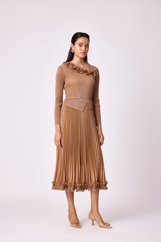 Elanor Ruffle Dress - Mocha