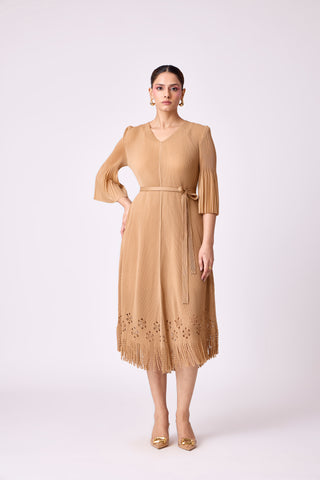 Mila Cutwork Dress - Mocha