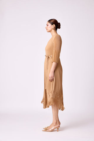 Mila Cutwork Dress - Mocha