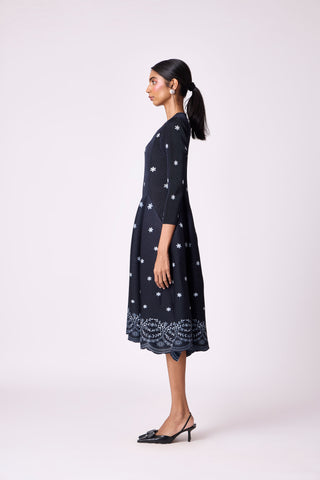 Lois Floral Dress - Black