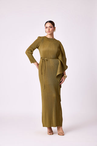 Serena Ruffle Dress - Olive