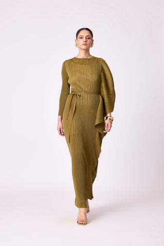 Serena Ruffle Dress - Olive