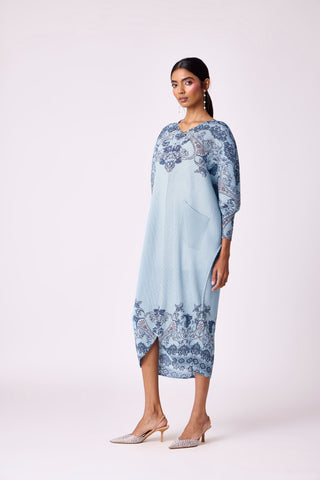 Harper Print Batwing Dress - Sky Blue