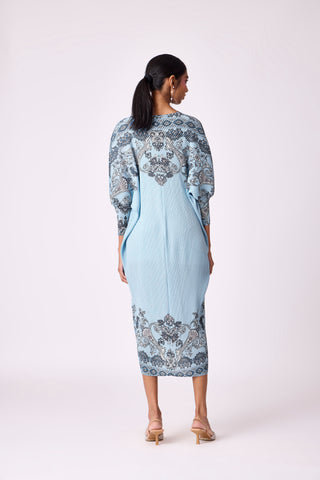 Harper Print Batwing Dress - Sky Blue