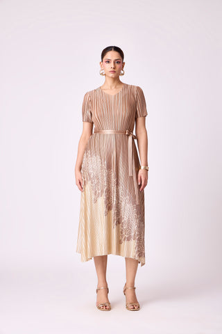 Inez Satin Dress - Golden Taupe