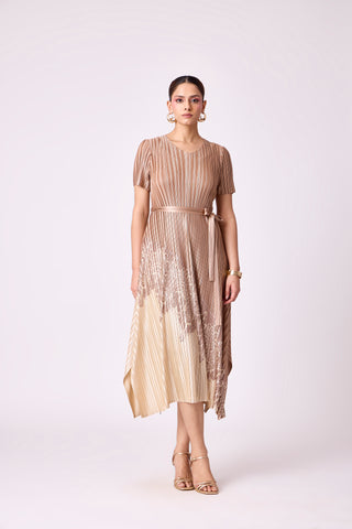 Inez Satin Dress - Golden Taupe