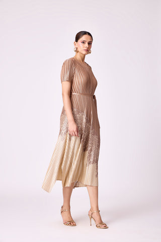 Inez Satin Dress - Golden Taupe