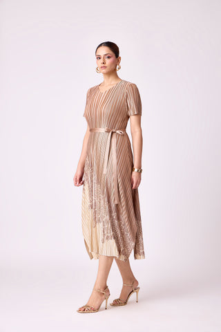 Inez Satin Dress - Golden Taupe