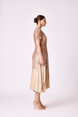 Inez Satin Dress - Golden Taupe