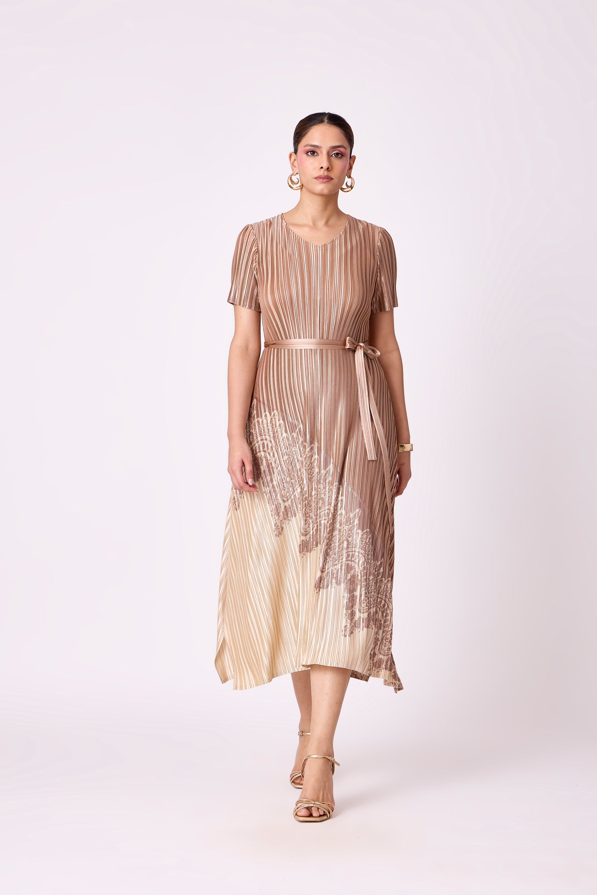 Inez Satin Dress - Golden Taupe
