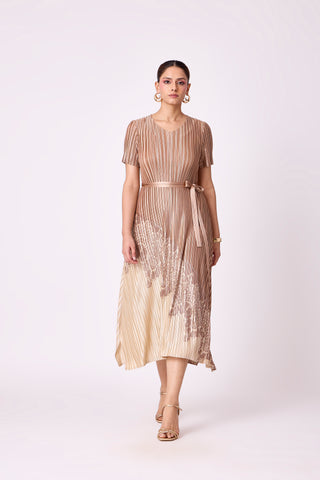 Inez Satin Dress - Golden Taupe