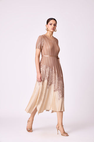 Inez Satin Dress - Golden Taupe