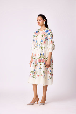 Meadow Peplum Dress - Off White