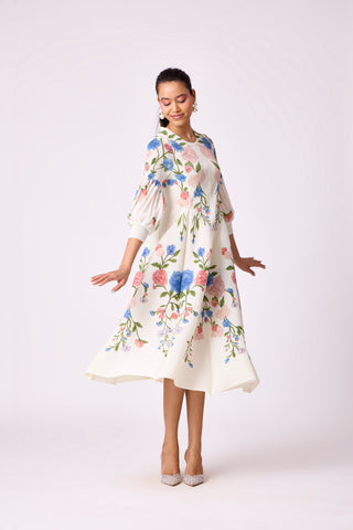 Meadow Peplum Dress - Off White