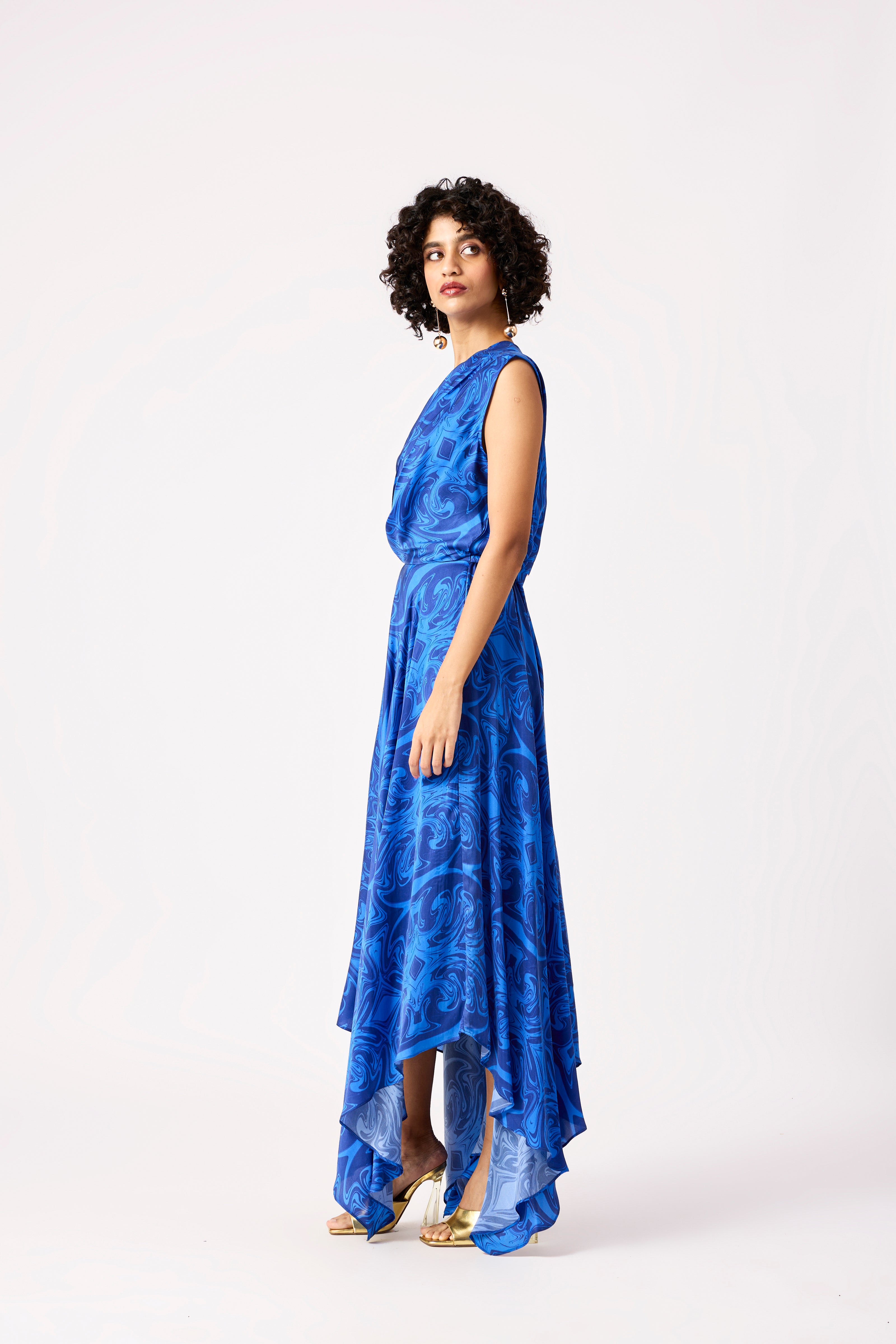 Rosalie Dress - Blue Art Deco