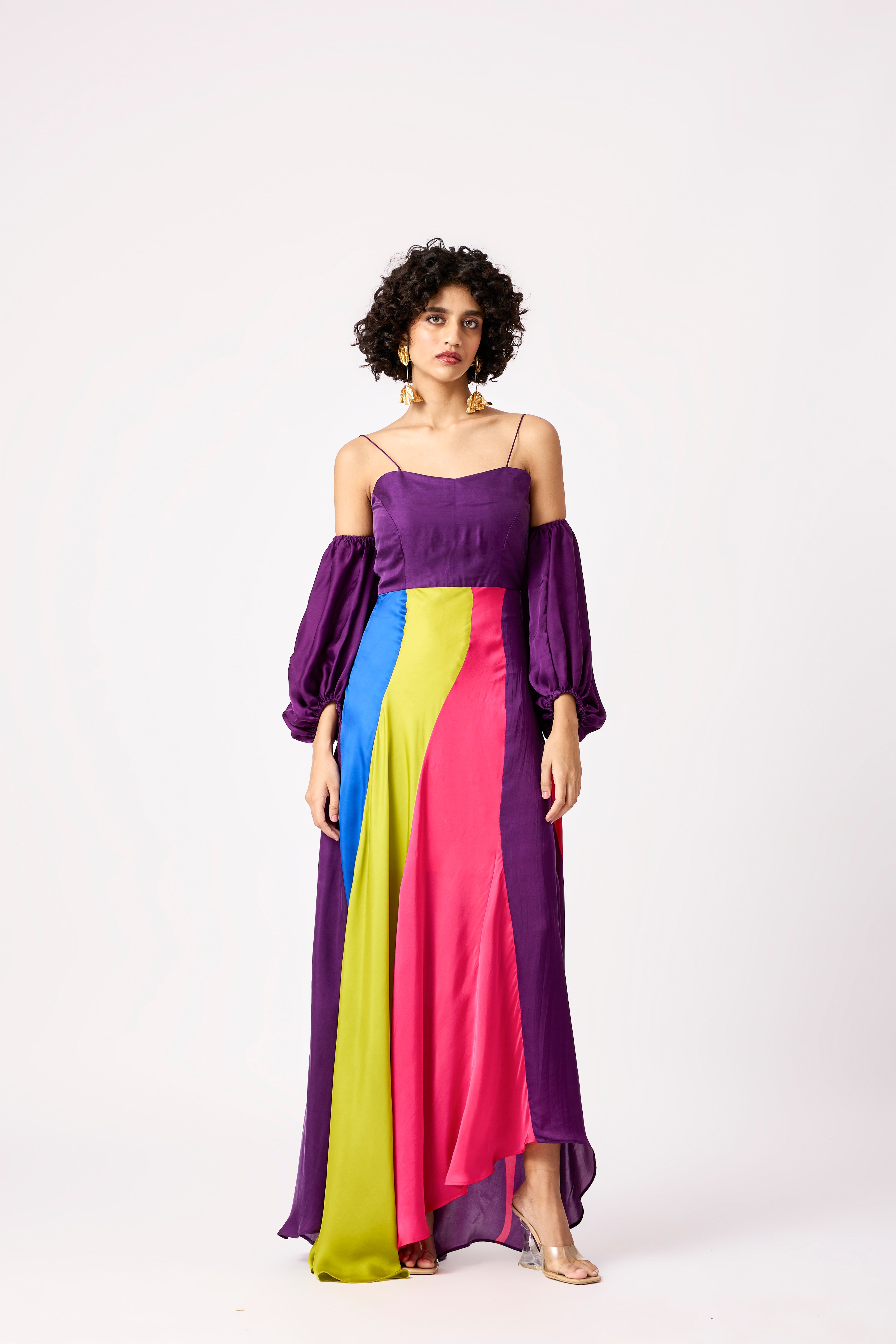 Tessa Dress - Purple, Vivid Pink, Azure Blue & Lime