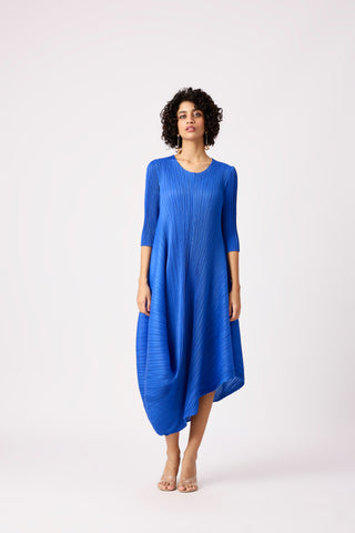 Laila Drape Dress - Azure Blue