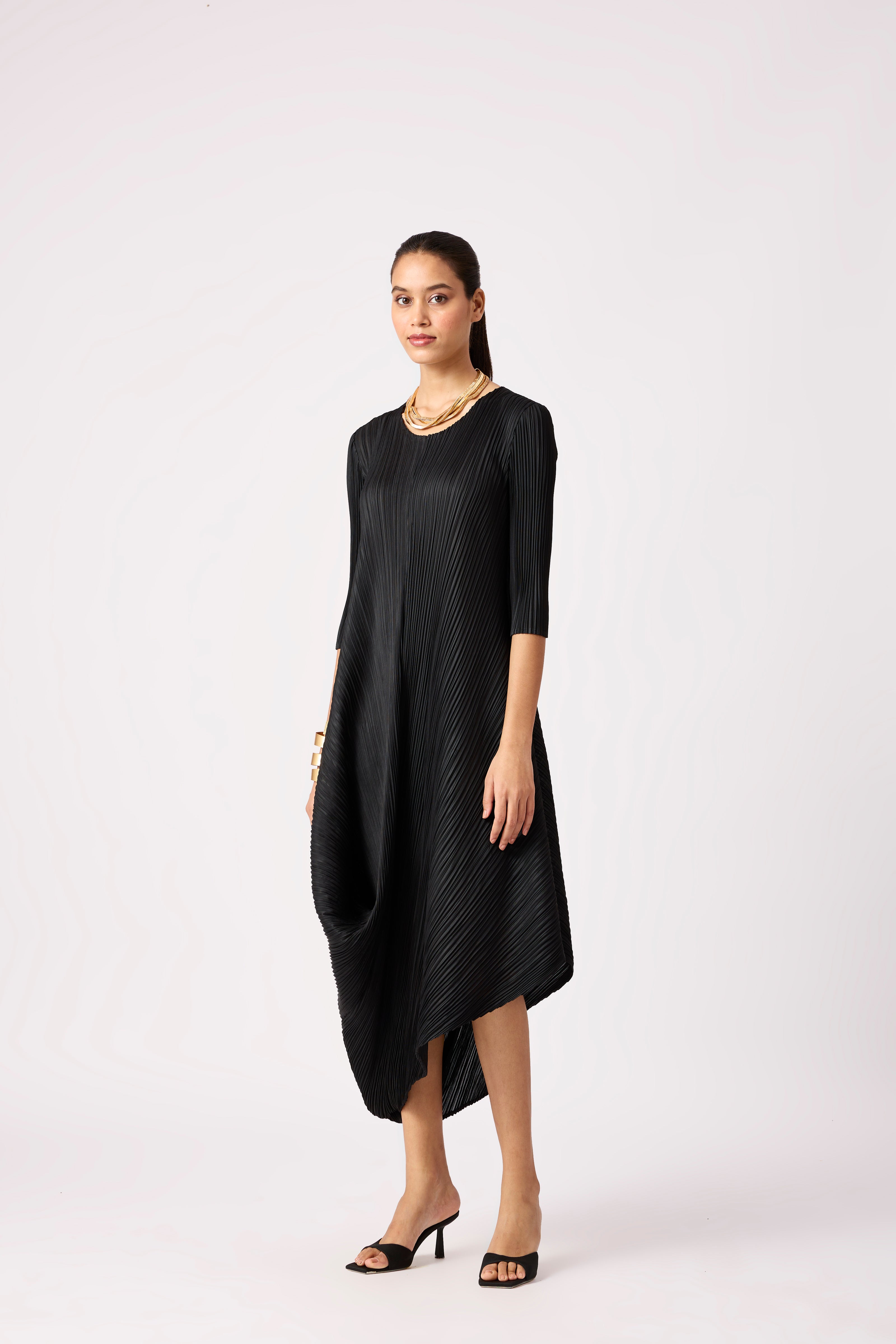 Laila Drape Dress - Black