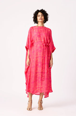 Flora Kaftan Dress - Pink Art Deco
