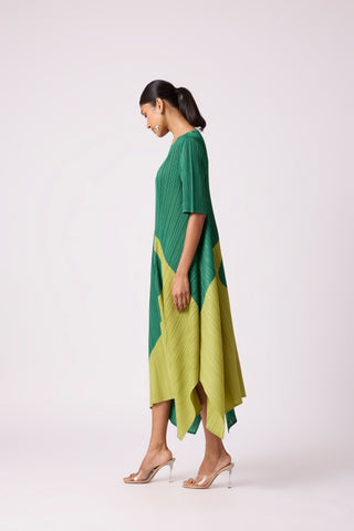Trista Abstract Print Dress - Green