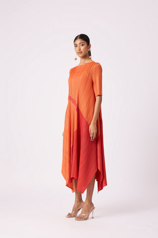 Trista Abstract Print Dress - Orange