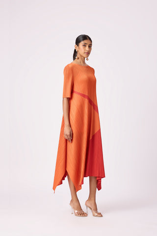 Trista Abstract Print Dress - Orange