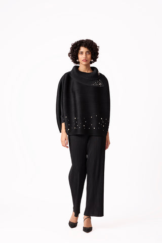 Sloane Pearled Batwing Set - Black