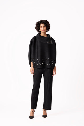 Sloane Pearled Batwing Set - Black