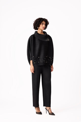 Sloane Pearled Batwing Set - Black