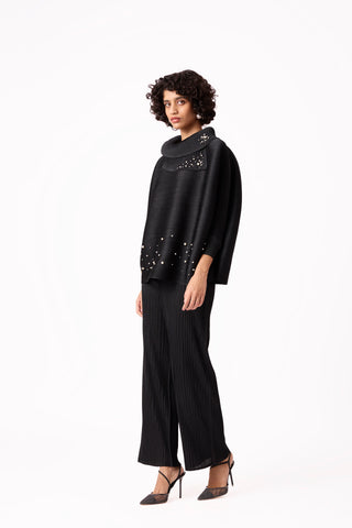 Sloane Pearled Batwing Top - Black