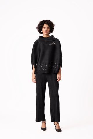Sloane Pearled Batwing Set - Black
