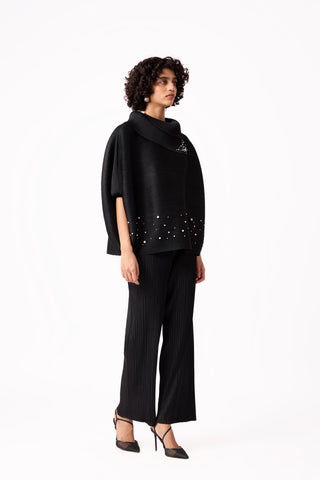 Sloane Pearled Batwing Top - Black