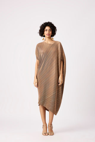 Aurelia Metallic Dress - Taupe & Gold