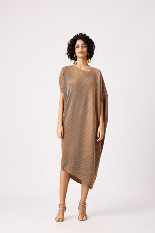 Aurelia Metallic Dress - Taupe & Gold