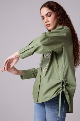 Avery Applique Shirt - Vine Green