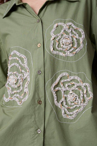 Avery Applique Shirt - Vine Green