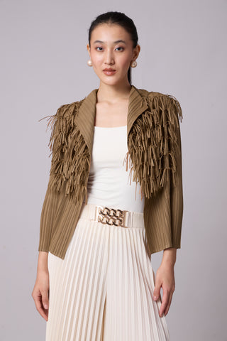 Gisa Fringed Jacket - Taupe