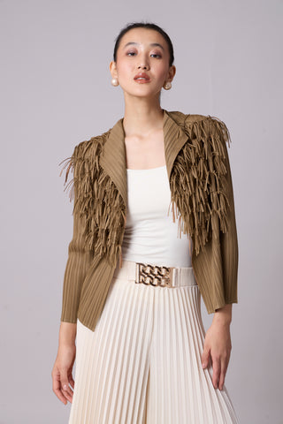 Gisa Fringed Jacket - Taupe